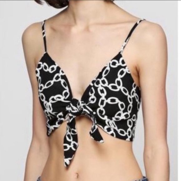 Zara Tops - Zara Woman Chain Print Front Tie Crop Cami Top M/L